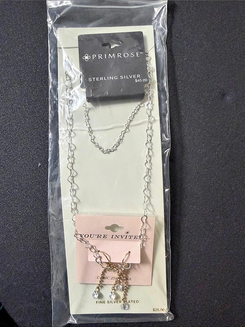 Primrose Sterling Silver Necklace & Earrings Set in Silver & Gold NWT